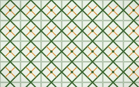 Emerald Isle Lattice Tile — light green, orange and white azulejo background