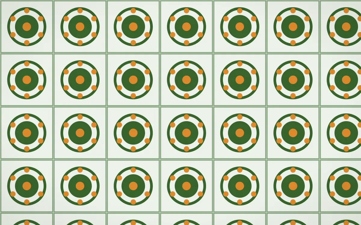 Emerald Isle Medallion Tile — light green, orange and white azulejo background