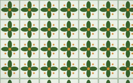 Emerald Isle Petal Tile — light green, orange and white azulejo background