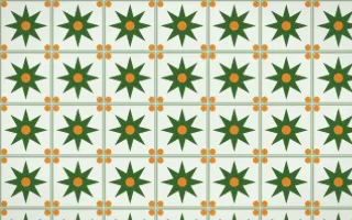 Emerald Isle Star Tile — light green, orange and white azulejo background