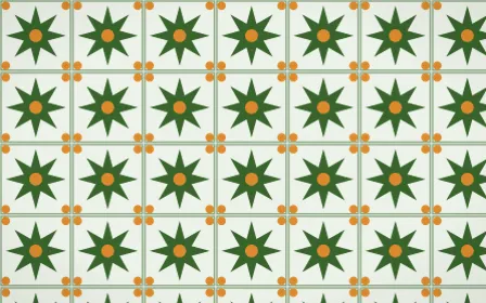 Emerald Isle Star Tile — light green, orange and white azulejo background