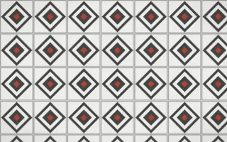 Edo Charcoal Diamond Tile — light grey, red and white azulejo background