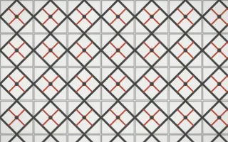 Edo Charcoal Lattice Tile — light grey, red and white azulejo background