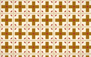 Fes Saffron Cross Tile — light brown, red and beige azulejo background