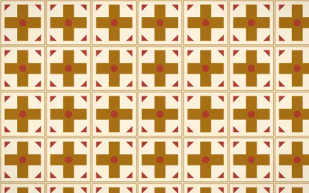 Fes Saffron Cross Tile — light brown, red and beige azulejo background