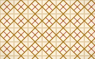 Fes Saffron Lattice Tile — light brown, red and beige azulejo background