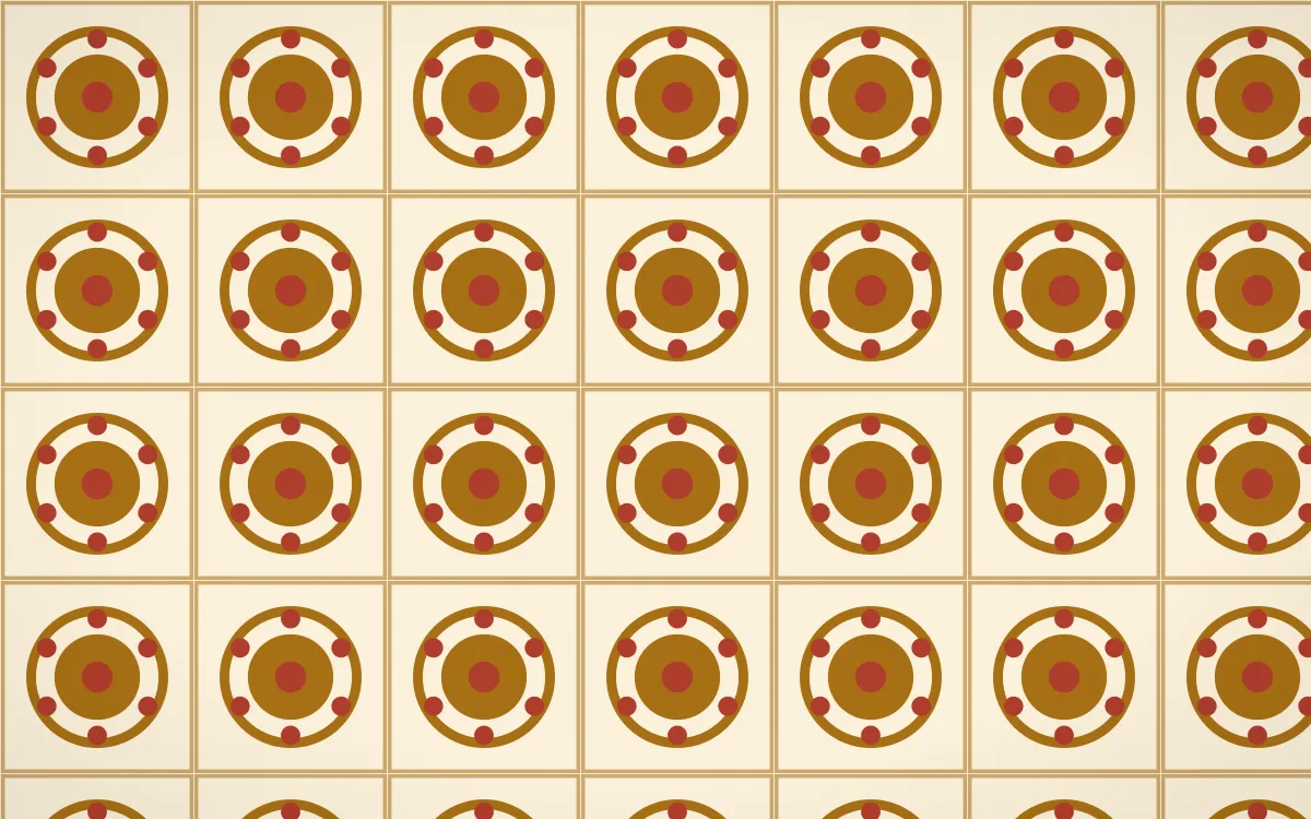 Fes Saffron Medallion Tile — light brown, red and beige azulejo background