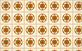 Fes Saffron Medallion Tile — light brown, red and beige azulejo background