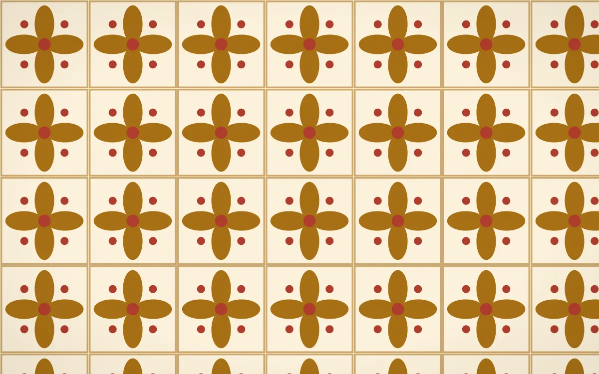 Fes Saffron Petal Tile — light brown, red and beige azulejo background