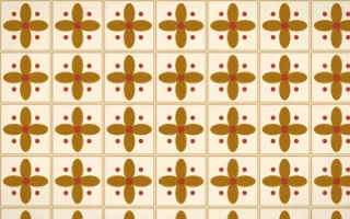 Fes Saffron Petal Tile — light brown, red and beige azulejo background