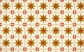 Fes Saffron Star Tile — light brown, red and beige azulejo background