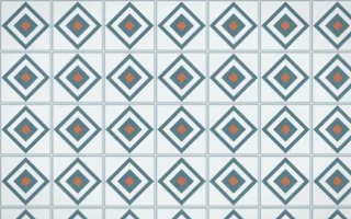 Fjord Mist Diamond Tile — light blue, orange and white azulejo background