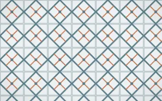 Fjord Mist Lattice Tile — light blue, orange and white azulejo background