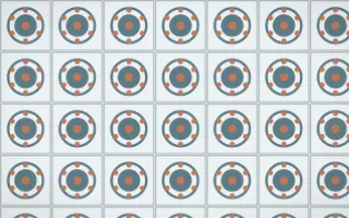 Fjord Mist Medallion Tile — light blue, orange and white azulejo background