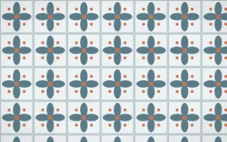 Fjord Mist Petal Tile — light blue, orange and white azulejo background