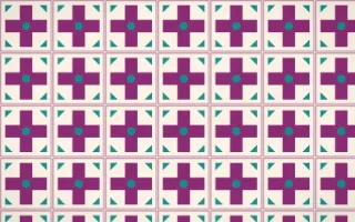 Fiesta Brava Cross Tile — light pink, teal and white azulejo background