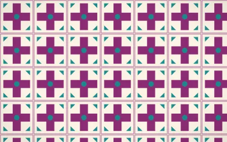 Fiesta Brava Cross Tile — light pink, teal and white azulejo background