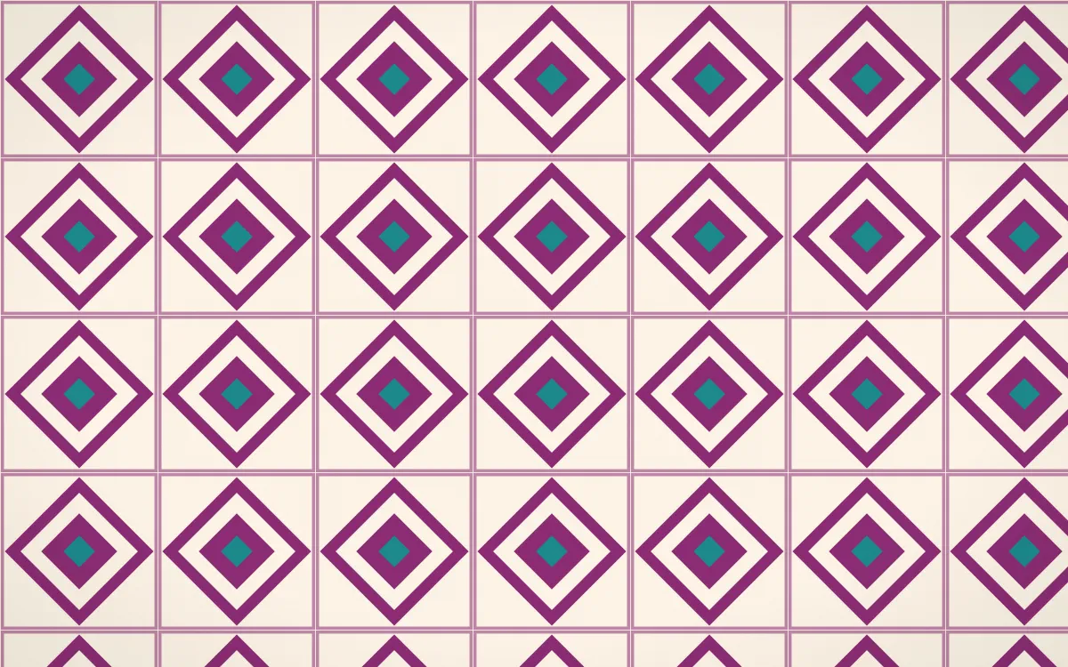Fiesta Brava Diamond Tile — light pink, teal and white azulejo background