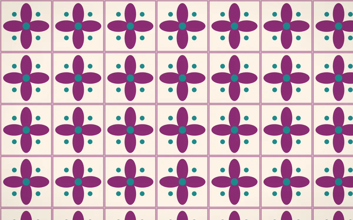Fiesta Brava Petal Tile — light pink, teal and white azulejo background