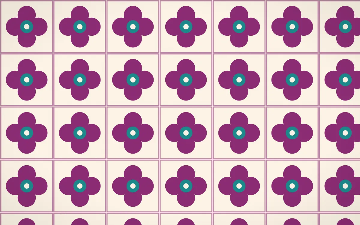 Fiesta Brava Quatrefoil Tile — light pink, teal and white azulejo background