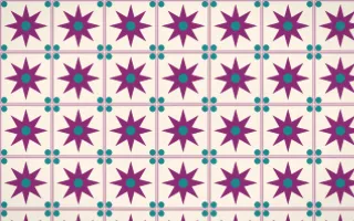 Fiesta Brava Star Tile — light pink, teal and white azulejo background
