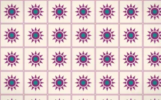 Fiesta Brava Sunburst Tile — light pink, teal and white azulejo background