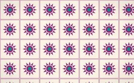 Fiesta Brava Sunburst Tile — light pink, teal and white azulejo background