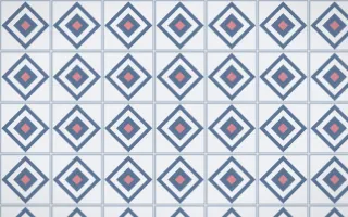 Fuji Mist Diamond Tile — light blue, red and white azulejo background