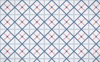 Fuji Mist Lattice Tile — light blue, red and white azulejo background