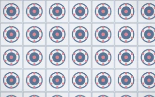 Fuji Mist Medallion Tile — light blue, red and white azulejo background