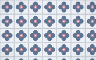 Fuji Mist Quatrefoil Tile — light blue, red and white azulejo background