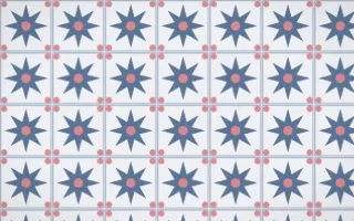 Fuji Mist Star Tile — light blue, red and white azulejo background