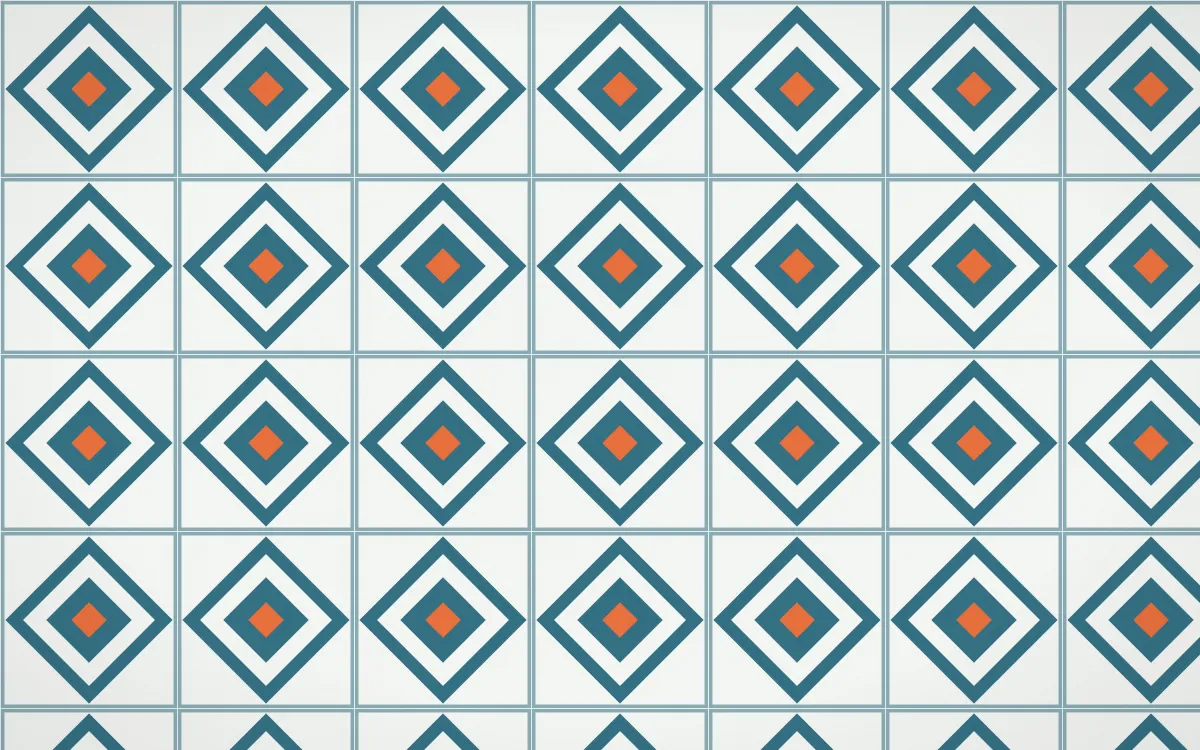 Park Mosaic Diamond Tile — light blue, orange and white azulejo background