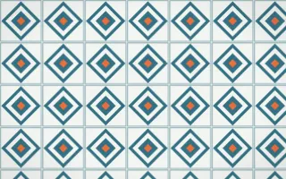 Park Mosaic Diamond Tile — light blue, orange and white azulejo background