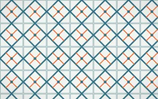 Park Mosaic Lattice Tile — light blue, orange and white azulejo background