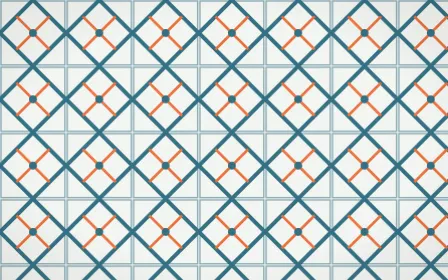 Park Mosaic Lattice Tile — light blue, orange and white azulejo background