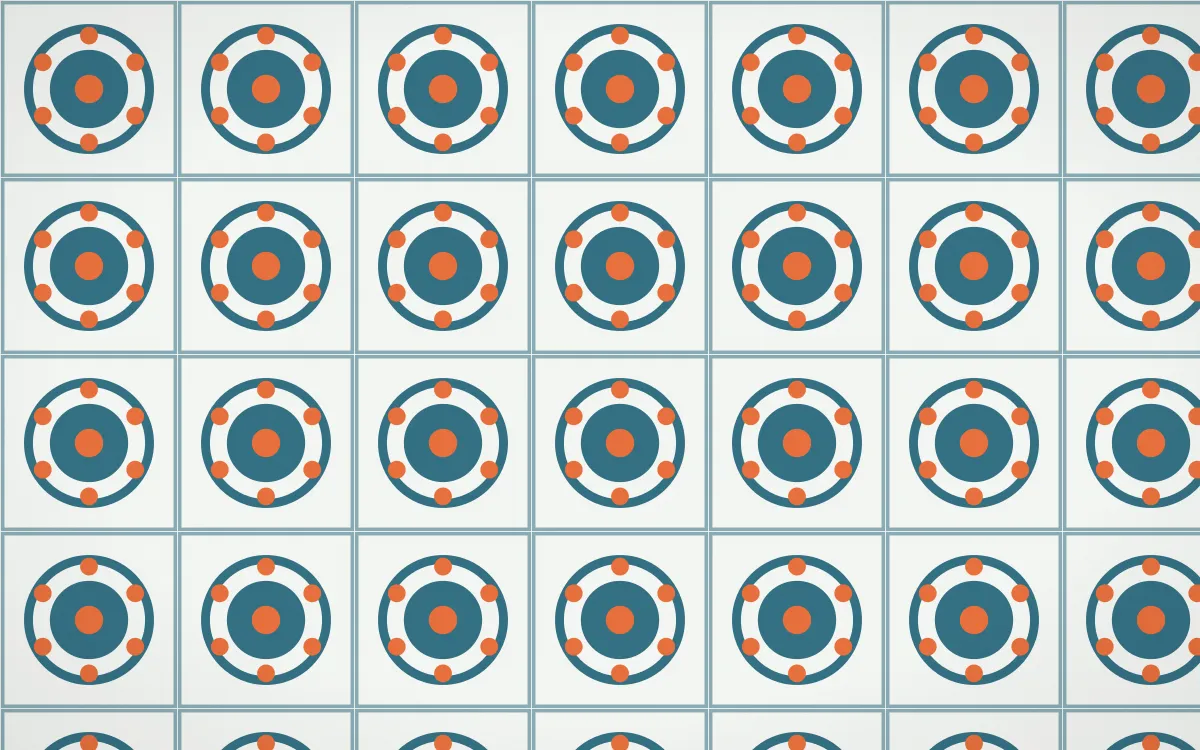 Park Mosaic Medallion Tile — light blue, orange and white azulejo background