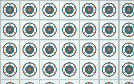 Park Mosaic Medallion Tile — light blue, orange and white azulejo background