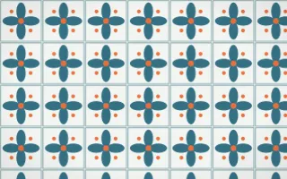 Park Mosaic Petal Tile — light blue, orange and white azulejo background
