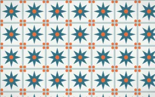 Park Mosaic Star Tile — light blue, orange and white azulejo background
