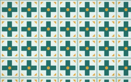 Ha Long Jade Cross Tile — light teal, gold and white azulejo background
