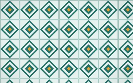 Ha Long Jade Diamond Tile — light teal, gold and white azulejo background