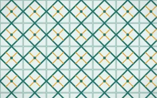 Ha Long Jade Lattice Tile — light teal, gold and white azulejo background