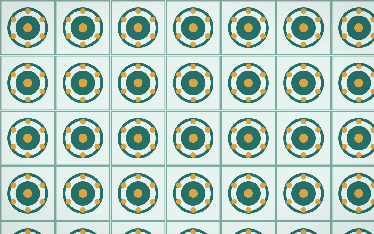 Ha Long Jade Medallion Tile — light teal, gold and white azulejo background