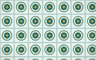 Ha Long Jade Medallion Tile — light teal, gold and white azulejo background