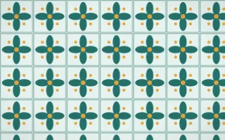 Ha Long Jade Petal Tile — light teal, gold and white azulejo background