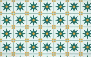 Ha Long Jade Star Tile — light teal, gold and white azulejo background
