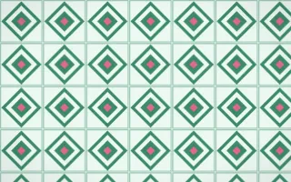 Hanbok Mint Diamond Tile — light green, pink and white azulejo background