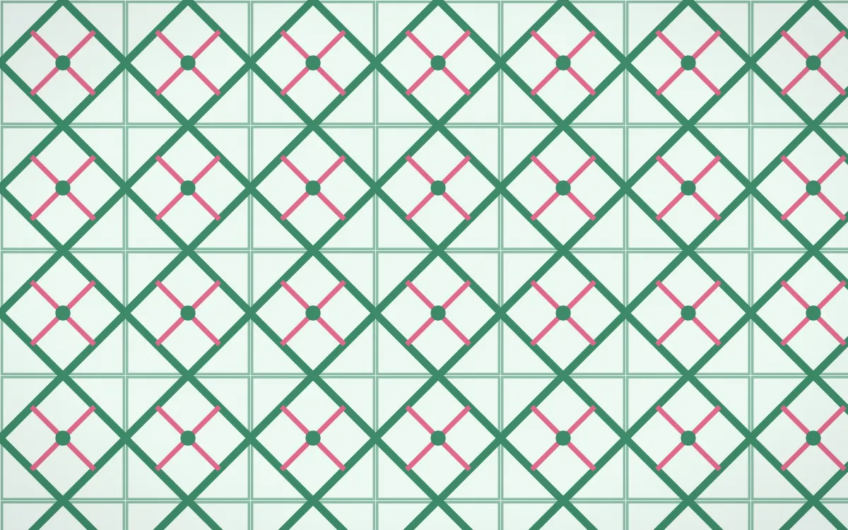 Hanbok Mint Lattice Tile — light green, pink and white azulejo background