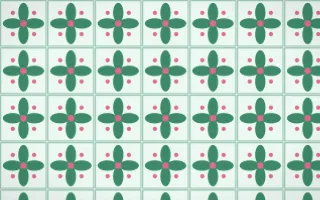 Hanbok Mint Petal Tile — light green, pink and white azulejo background
